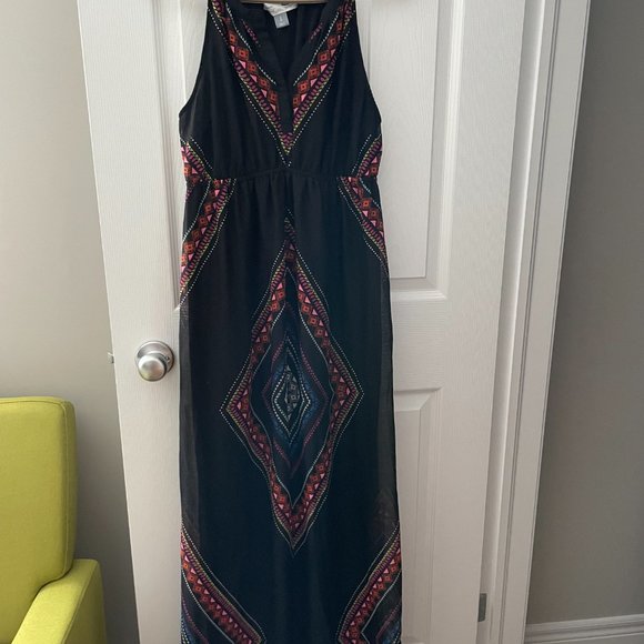 Black, print maternity summer dress - Picture 2 of 2